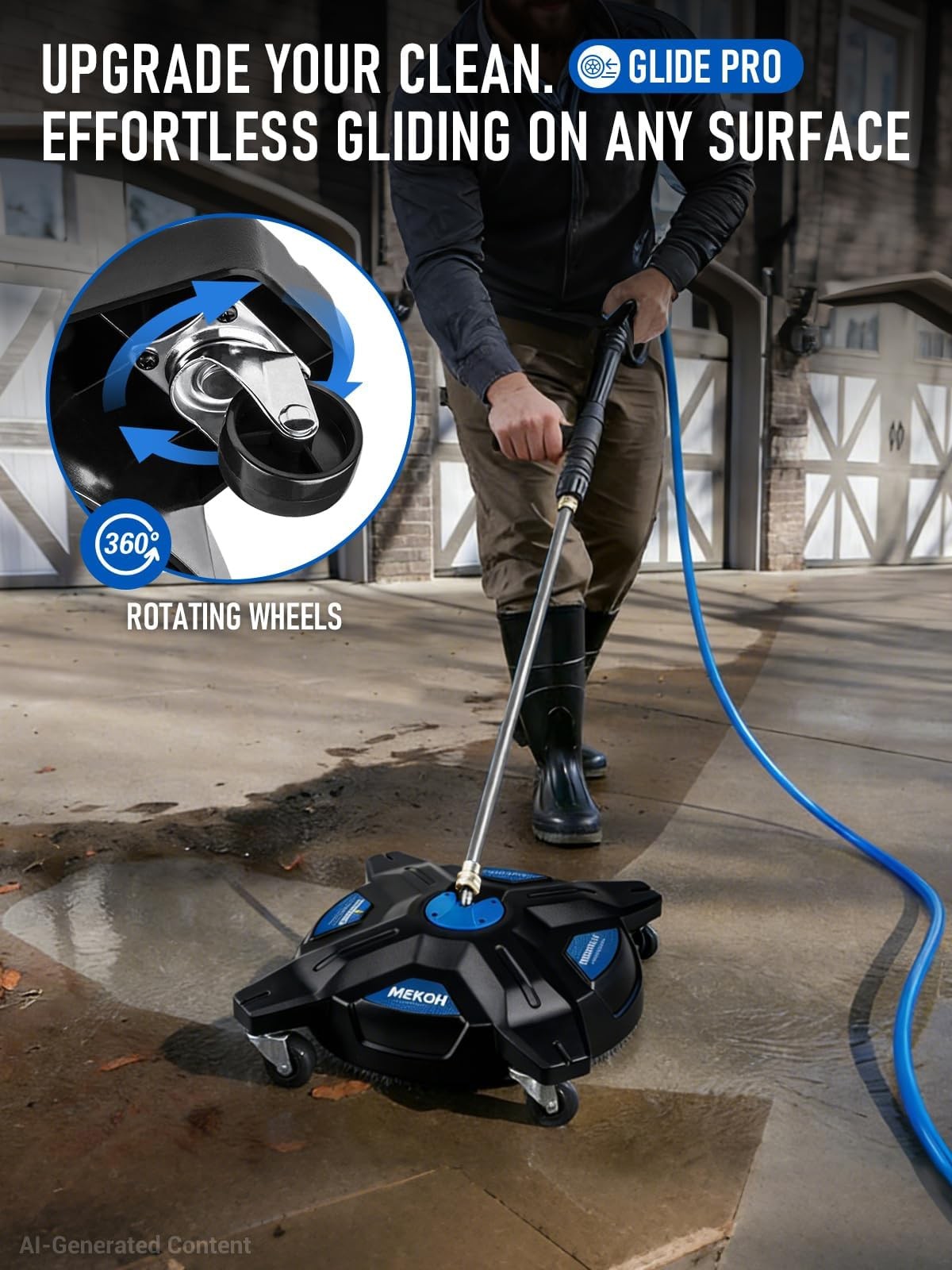 MEKOH 16.5” Pressure Washer Surface Cleaner, Large Lightweight Driveway Press…