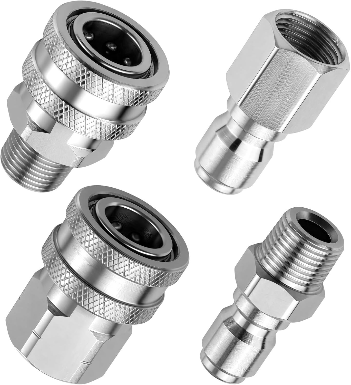 3/8″ Stainless Steel Pressure Washer Quick Connect Kit – 4PCS Adapter Set wit…