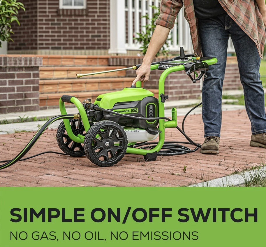 Greenworks Pro 3000 PSI Corded Electric Pressure Washer, Detergent Tank