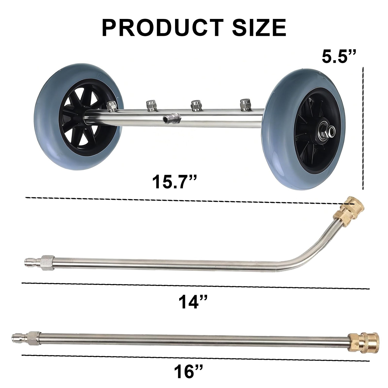 Undercarriage Pressure Washer Attachment 16 Inch With Extension Wand 4000 PSI