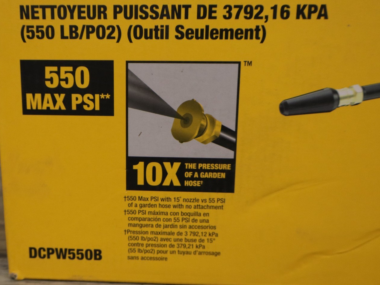 DEWALT 20V MAX 550 PSI Cold Water Power Cleaner (TOOL ONLY) DCPW550B