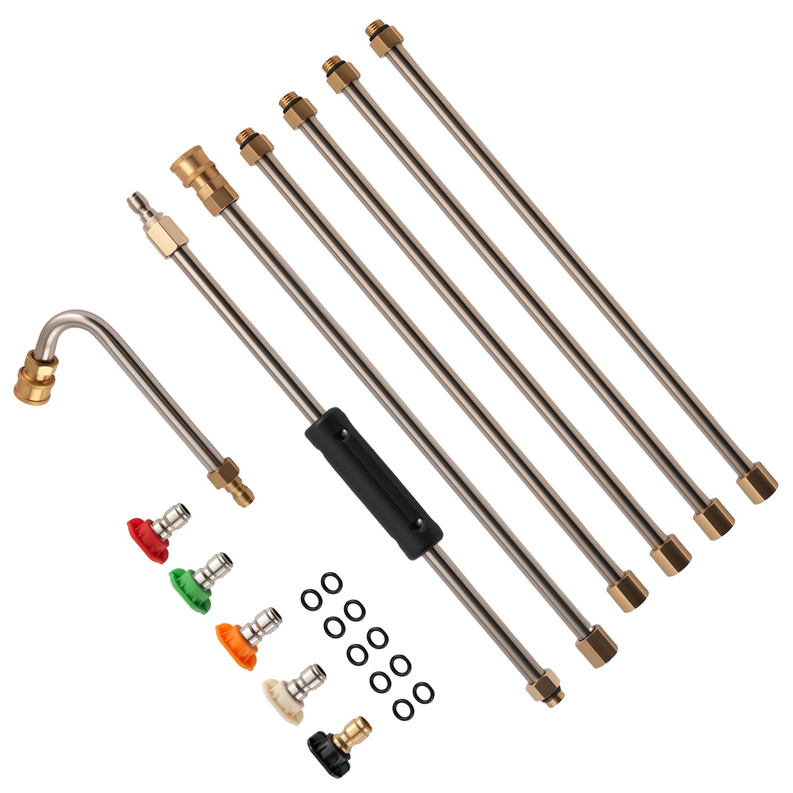 15 Inch Pressure Washer Extension Wands 4000 PSI Brass Stainless Steel 6pcs