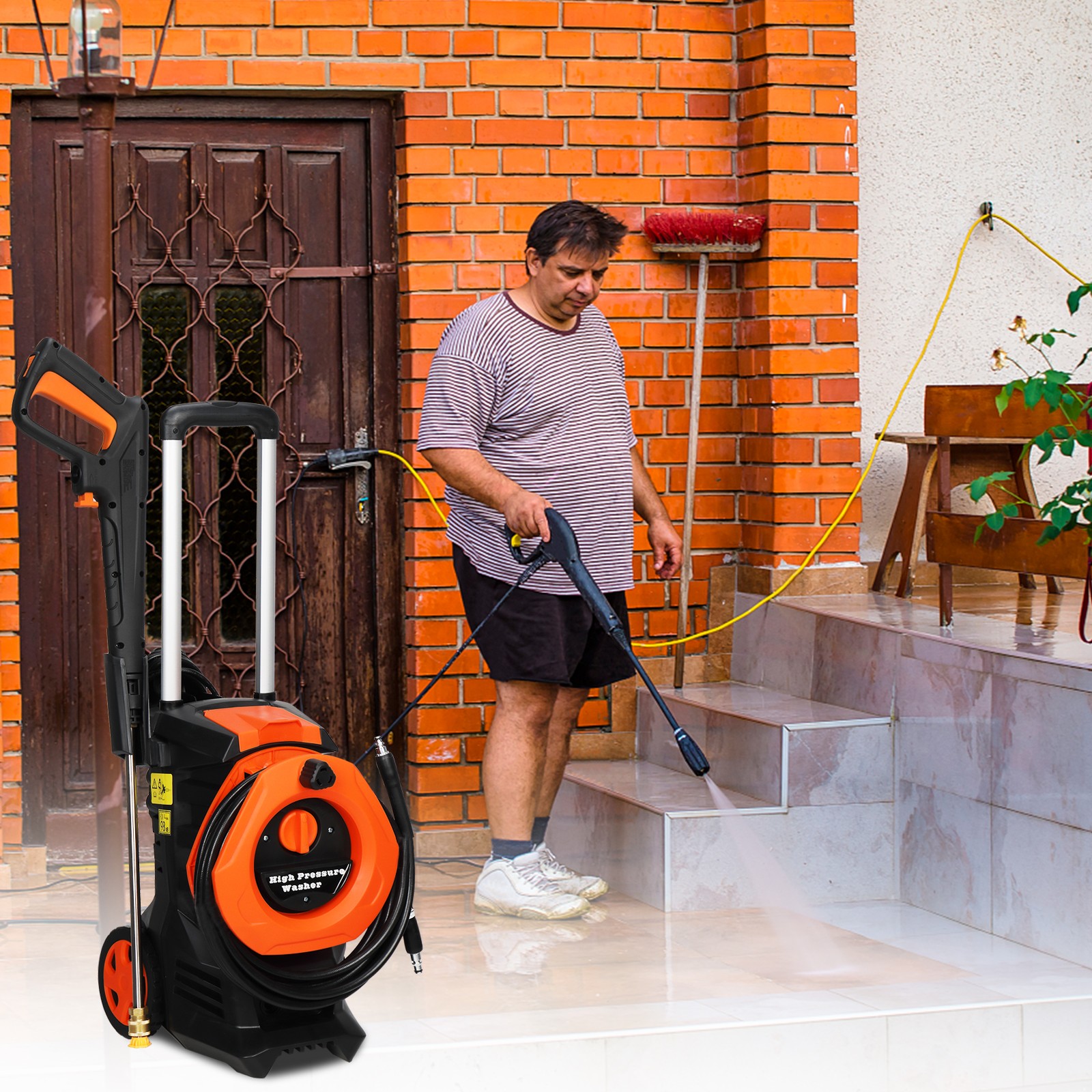 4500PSI Electric Pressure Washer 2GPM, Telescopic Handle & Total Stop System