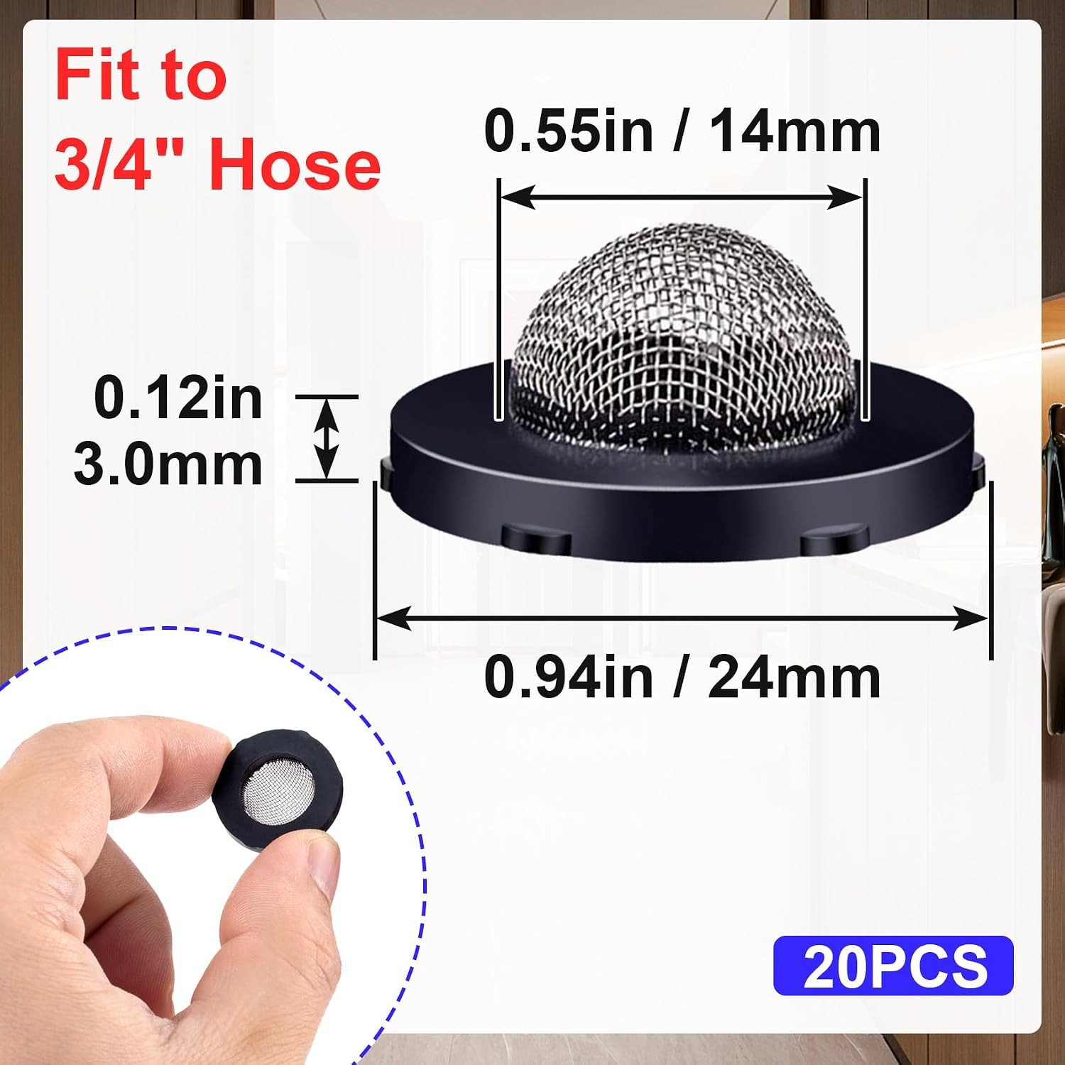 20 Pcs Hose Filter Washers, Stainless Steel Hose Screen Inlet Hose Coupling with