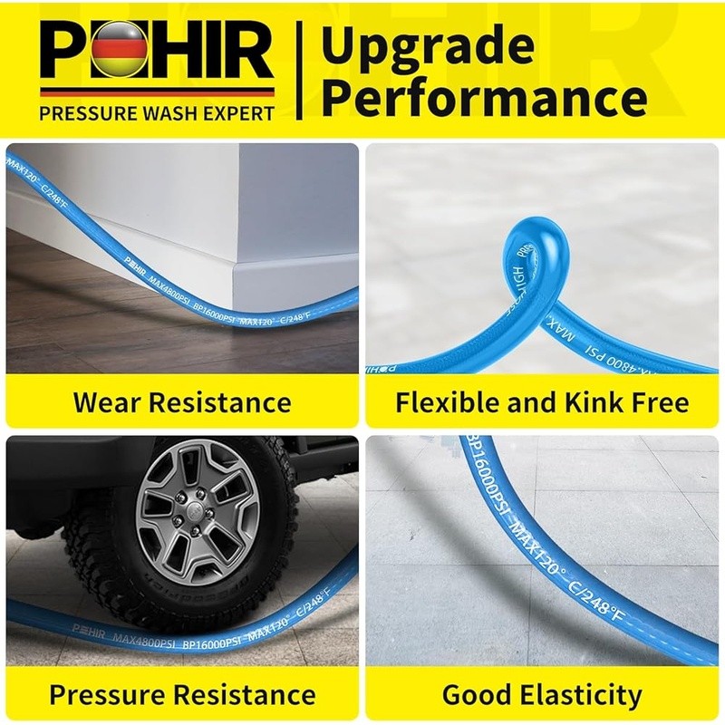 50ft 3/8 Pressure Washer Hose Heavy Duty Wire Braided Durable Cleaning New