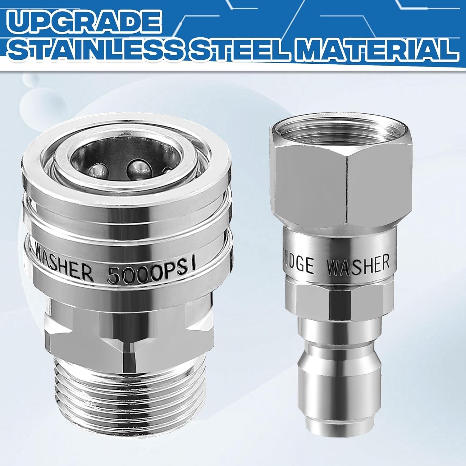Comprehensive 4 Pack M22 14mm Quick Connect Stainless Steel Pressure Adapters