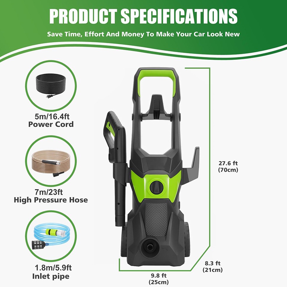 Electric Pressure Washer 5000 PSI High Pressure Washer Portable Powered Washer