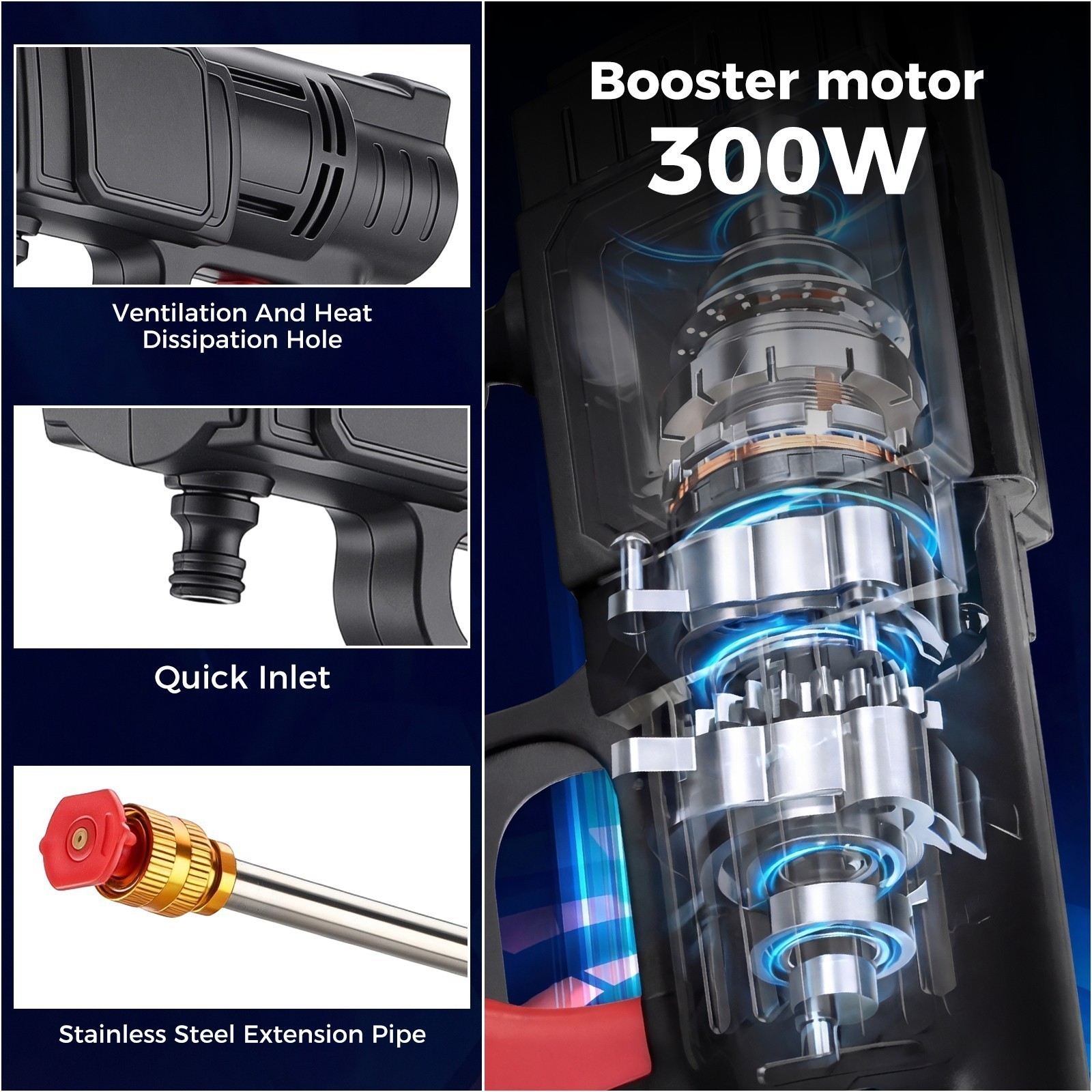 Portable Cordless Electric High Pressure Water Spray Gun Car Washer Cleaner Tool