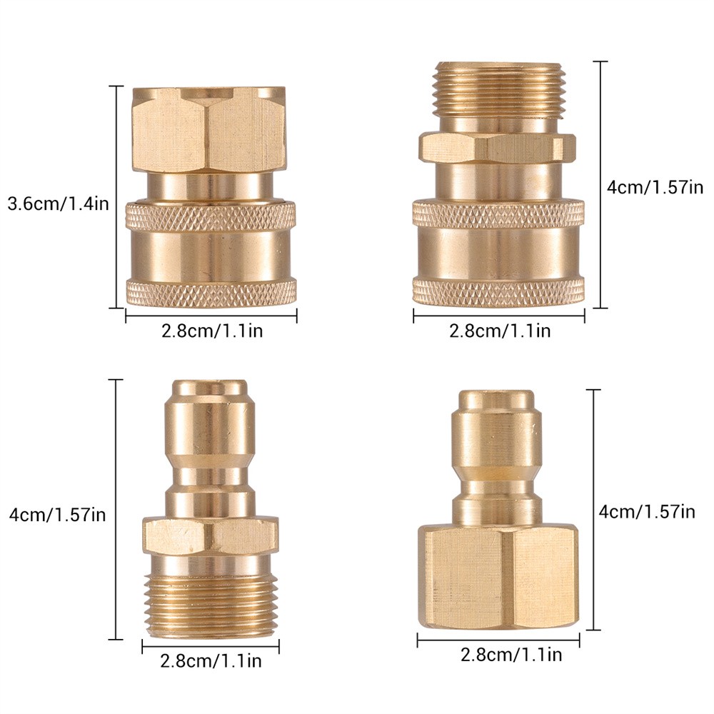 4PCS Pressure Washer Adapter Set Quick Disconnect Kit M22 Swivel 3/8” Connects