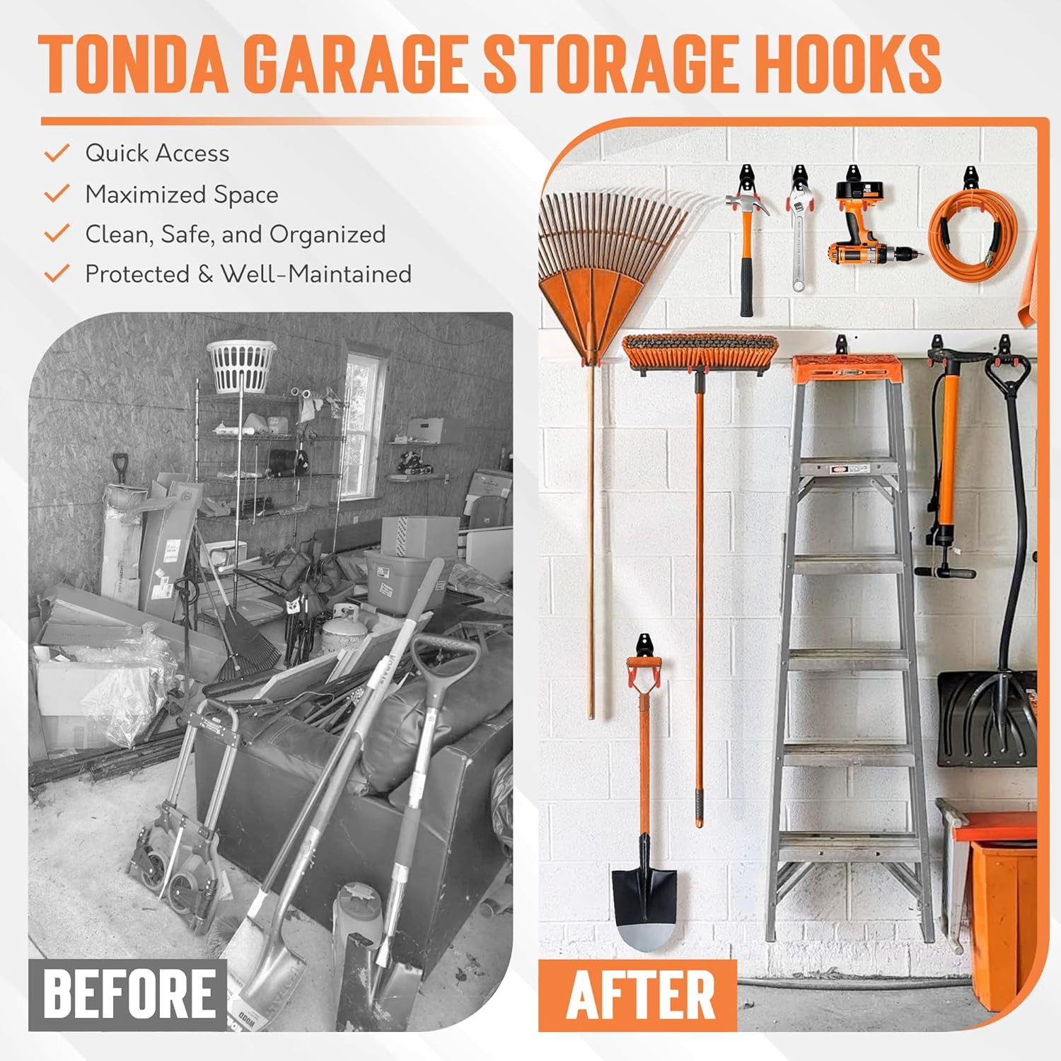 Garage Hooks, 20 Pack Garage Organization, Wall Storage Hooks Heavy Duty for Han