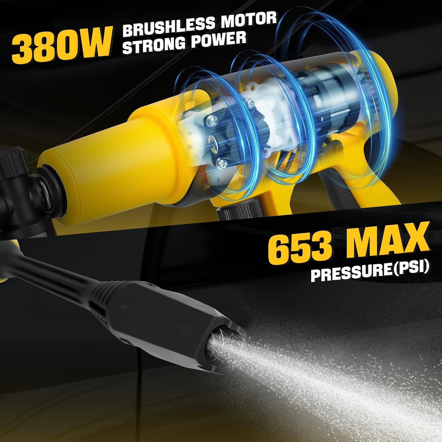 Cordless Pressure Washer Compatible with DeWalt 20V Battery, 380W Brushless M…
