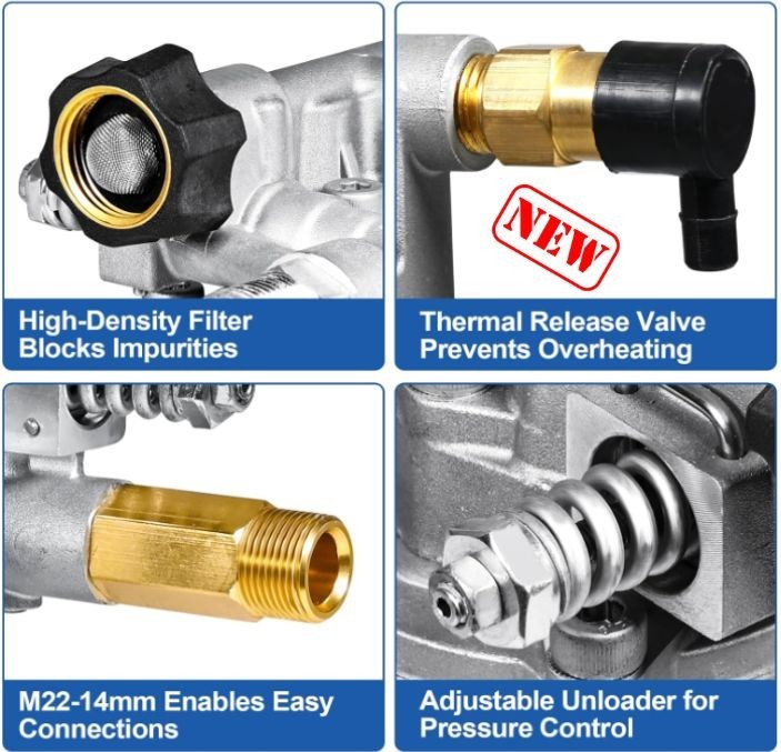 Bomba Hidrolavadora 3/4” 2600-3300 PSI 2.5 GPM Eje Horizontal Gasolina Motor