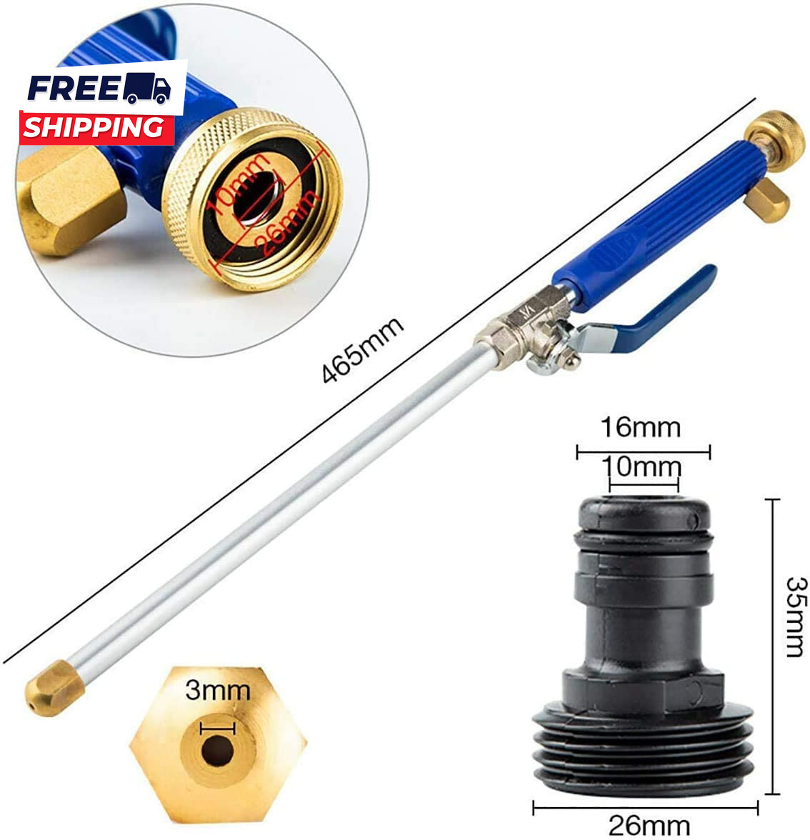 High Pressure Power Washer Attachment Wand Hydro Jet Water Hose Nozzle