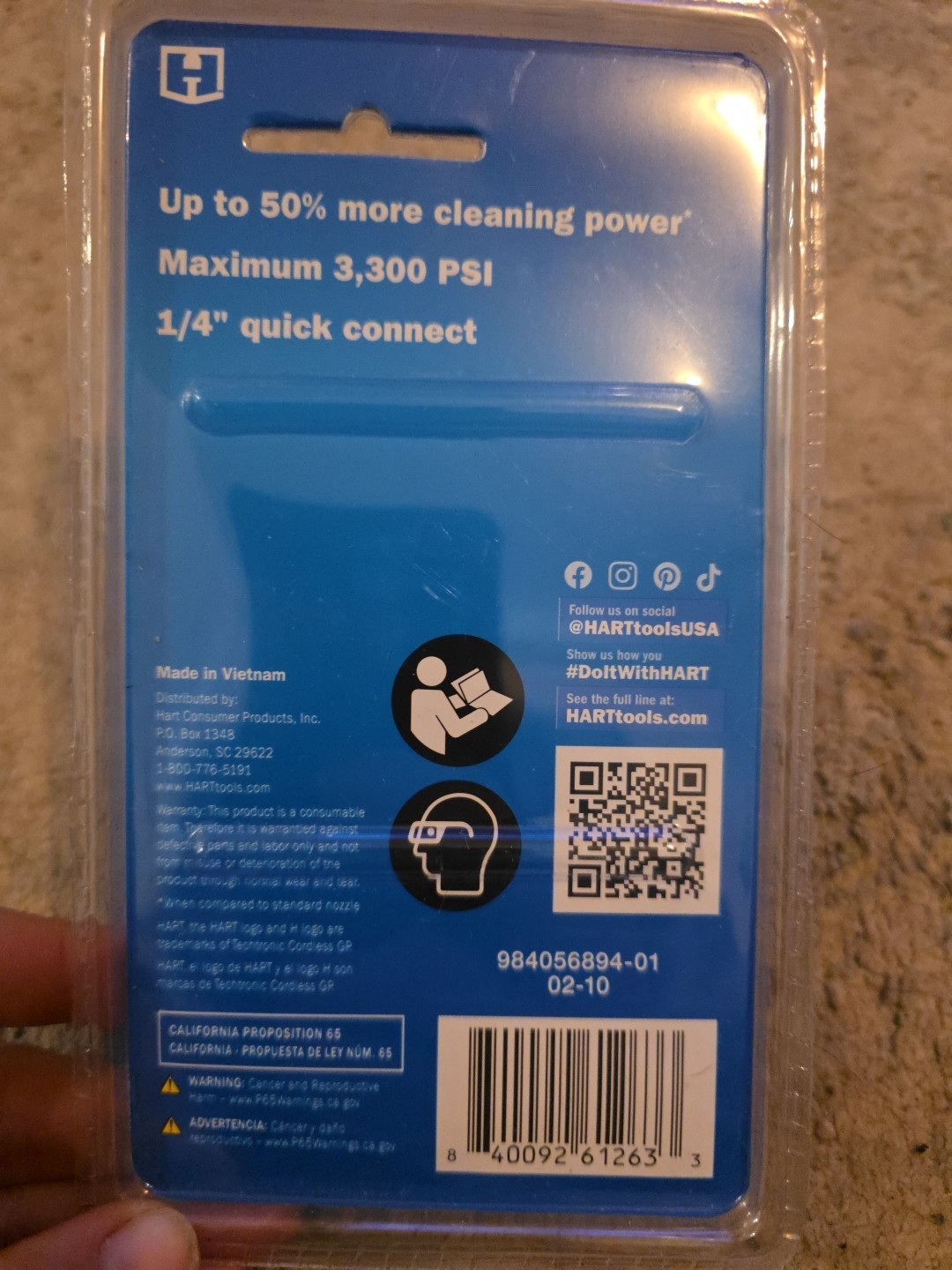 Hart® Pressure Washer Turbo Nozzle, Max 3300 PSI, Fits Most Brands, 1/4″ Connect