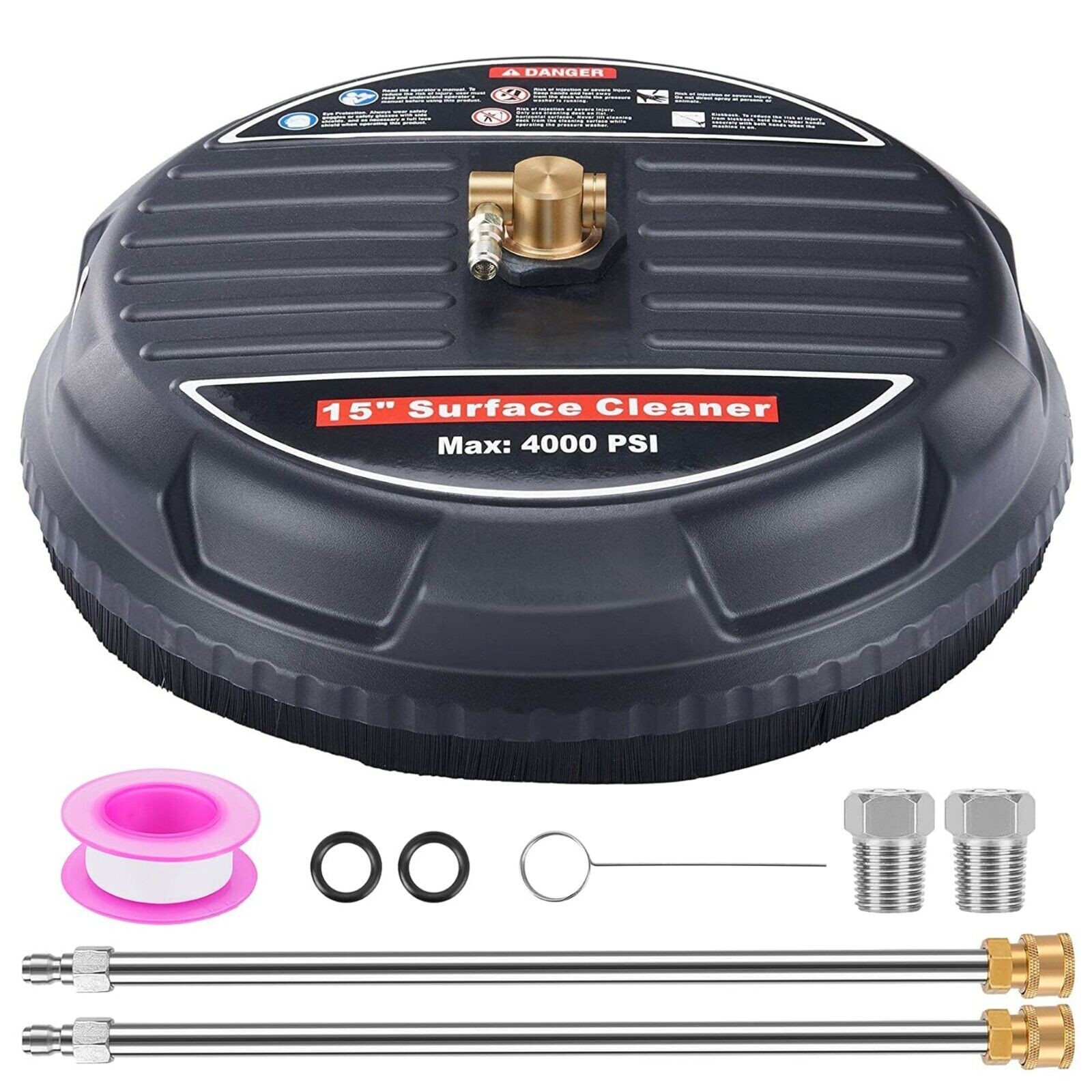 15″ Pressure Washer Surface Cleaner Power Washer Attachment with Extension Wands