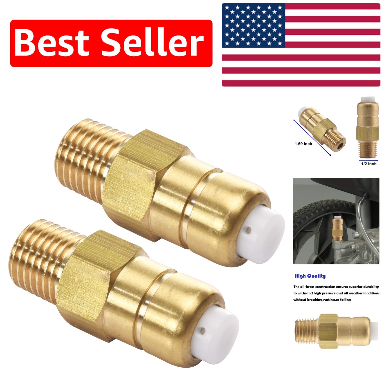 Brass Thermal Release Valve 2 Pack for Safe Pressure Washer Operation, 200 PSI