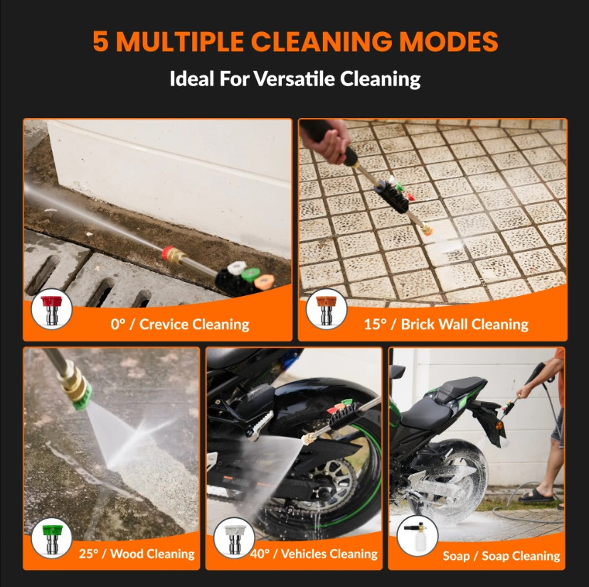 Giraffe Tools Electric Pressure Washer Max 2500 PSI Grandfalls Power Washer 65FT
