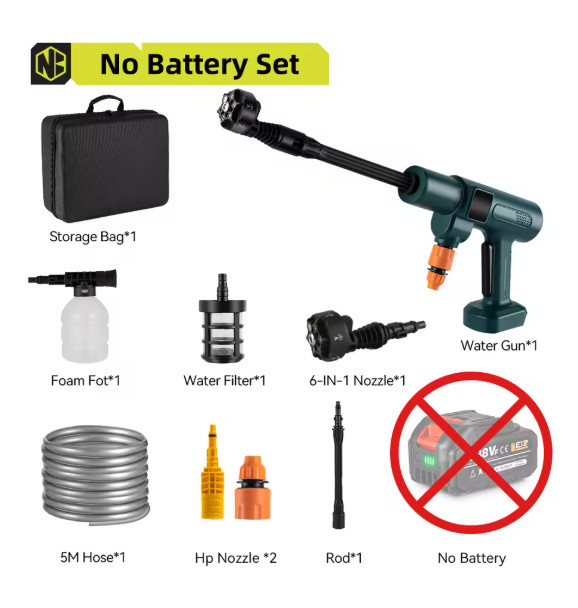 NEWBENY 200Bar Brushless High Pressure Car Washer Gun 6 in 1 Electric Garden