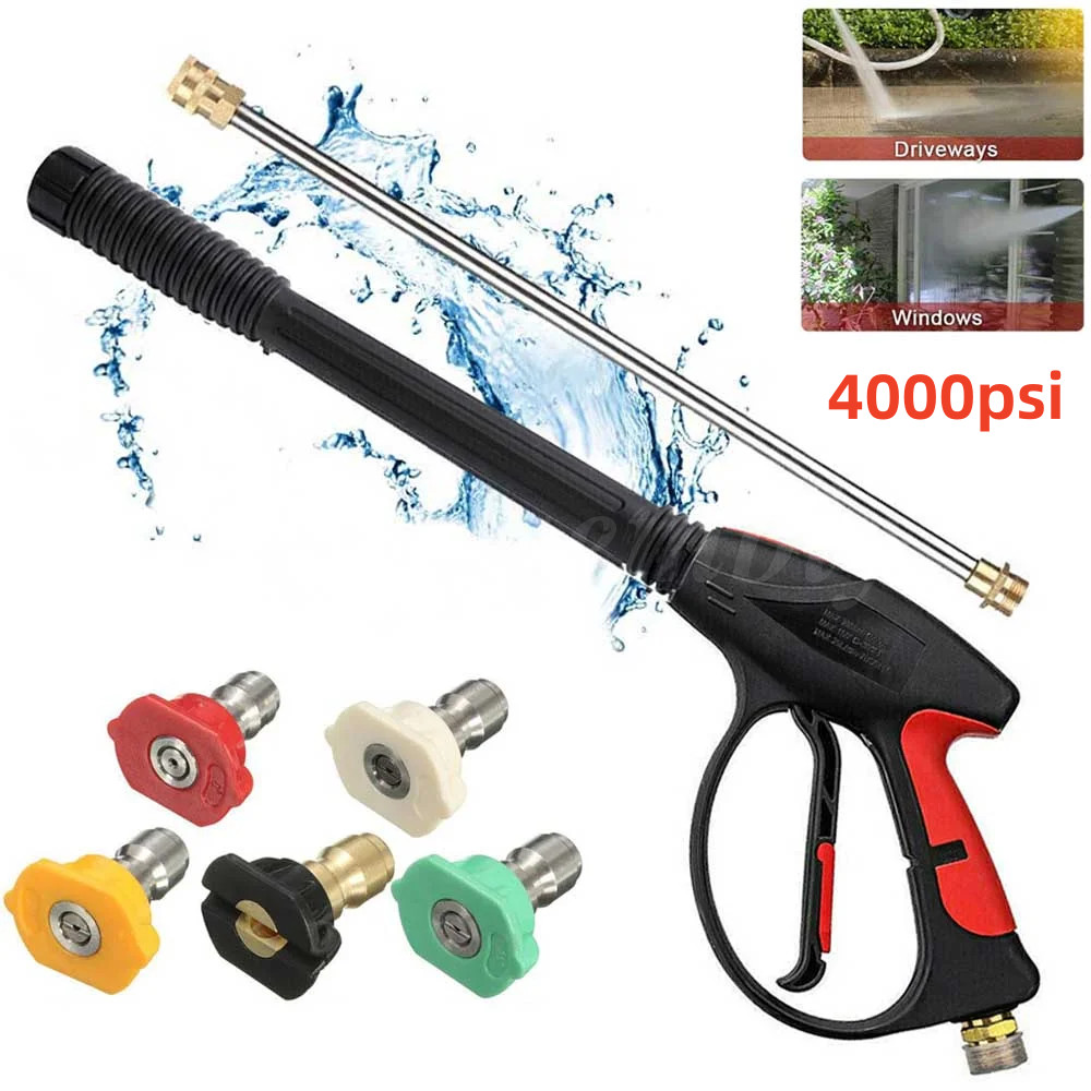 High Pressure Car Power Washer Gun 4000PSI Spray Wand Lance Nozzle and Hose Kit