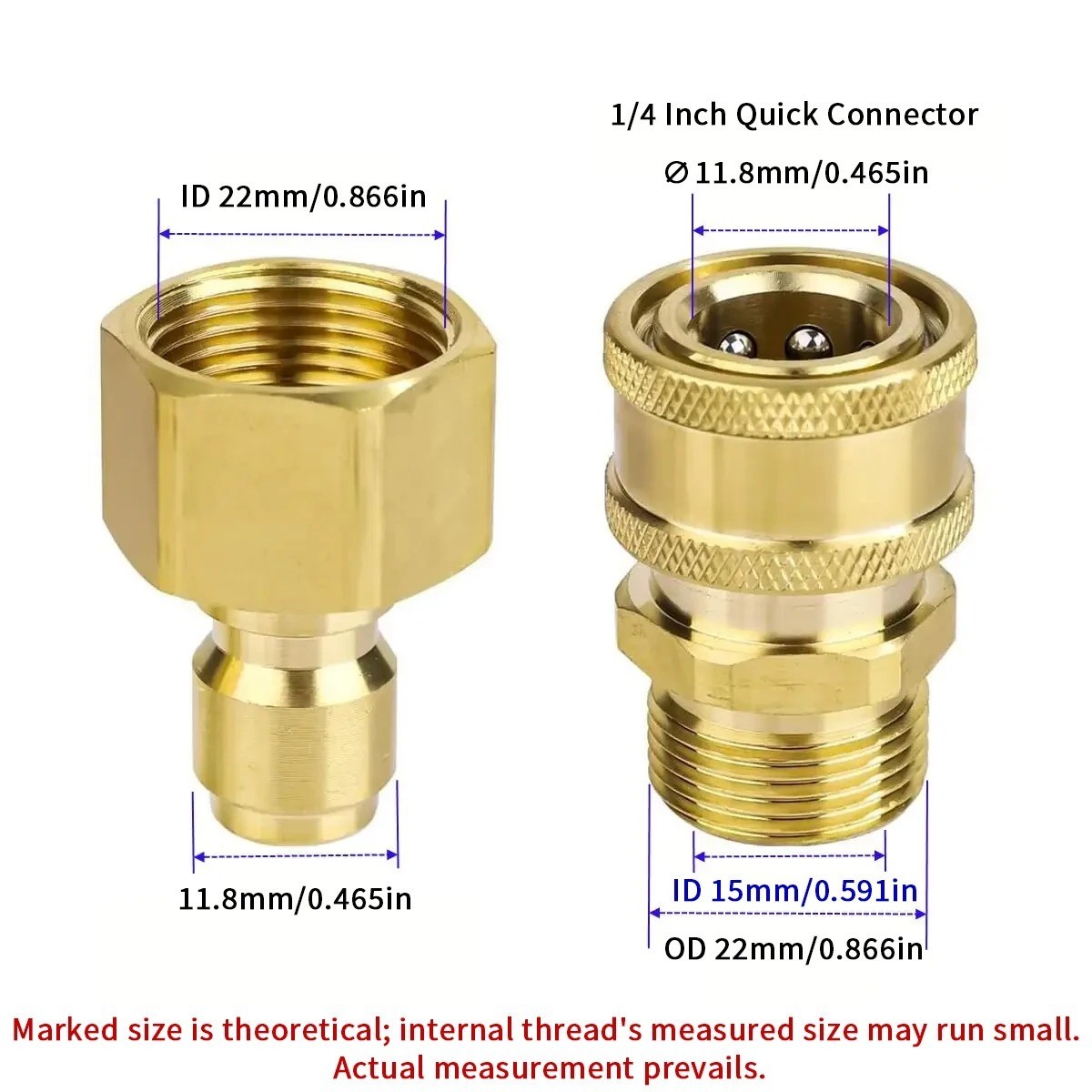 1/4 Quick Connect M22 Adapter Pressure Washer Car Wash Hose Fitting