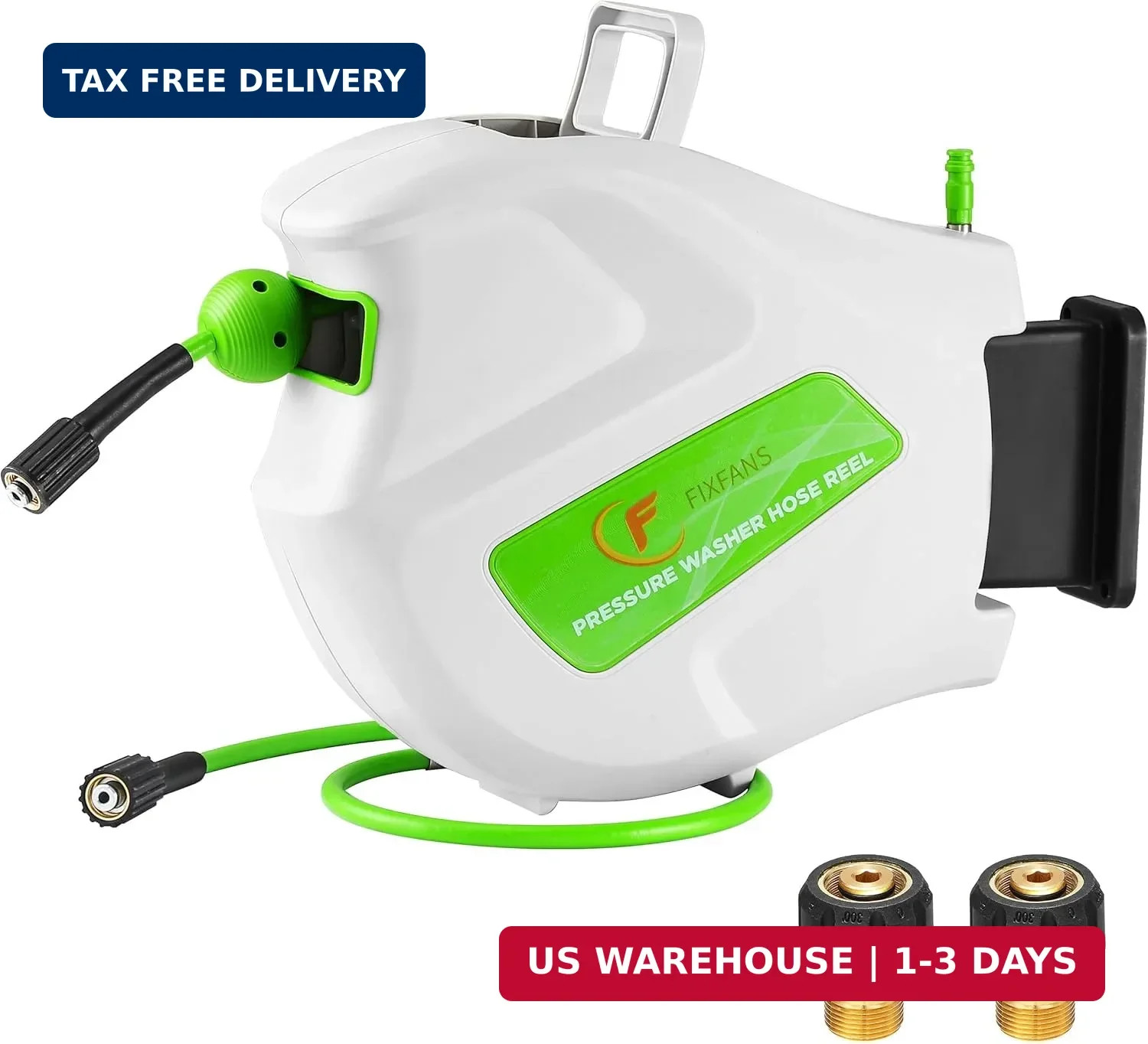FIXFANS Pressure Washer Hose Reel, 1/4″ × 65ft | Retractable Power Washer Reel,