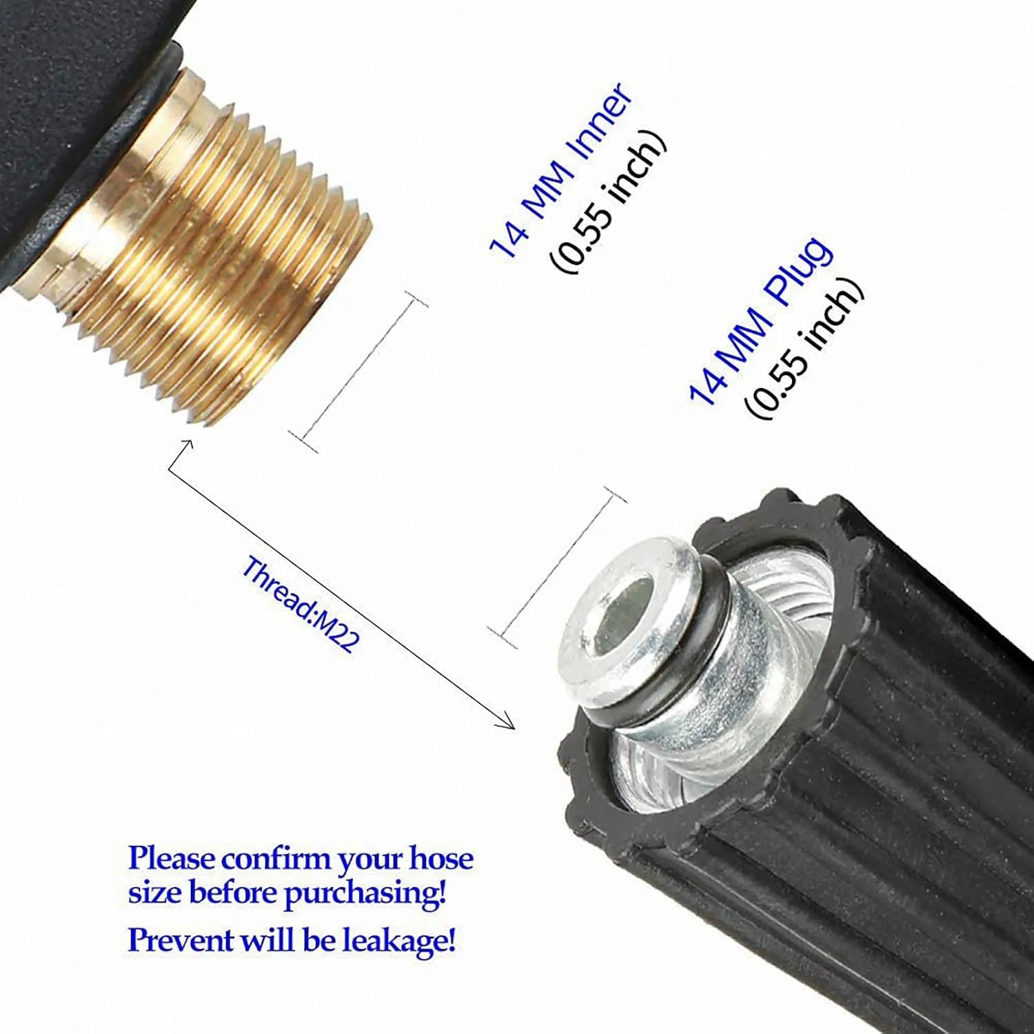 High Pressure Washer Gun 3000 PSI With 5 Color Quick Connect Nozzles M22-14 Hose