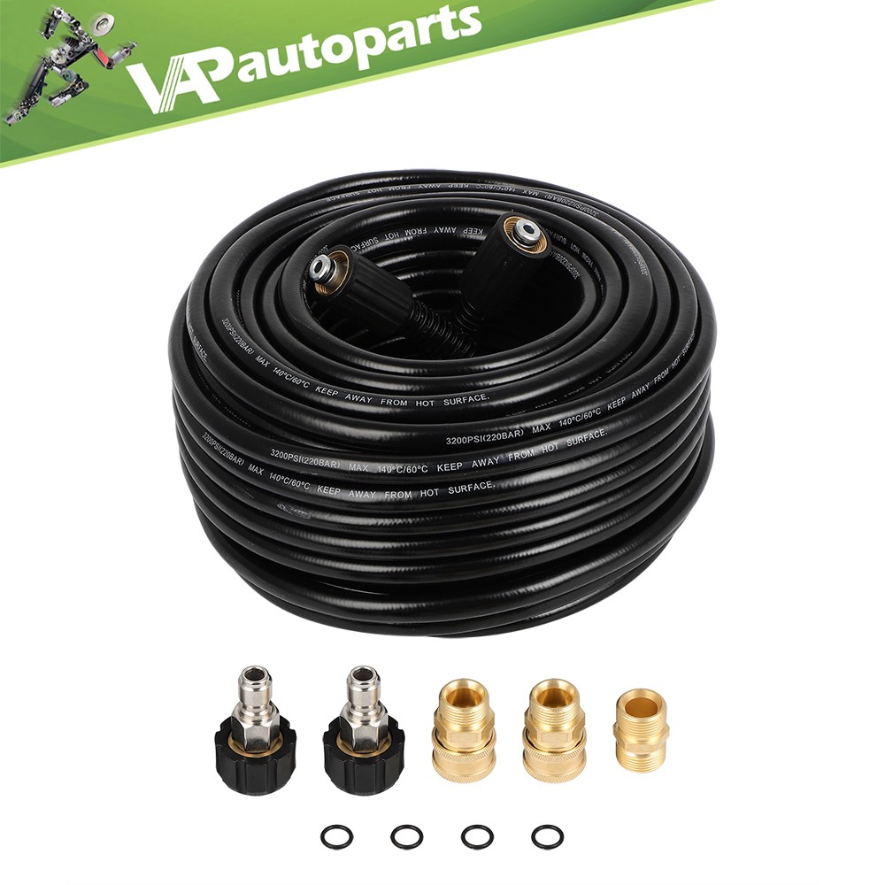 100Ft 3200 PSI Pressure Washer Hose with M22 to 3/8″ Quick Connect Adapter