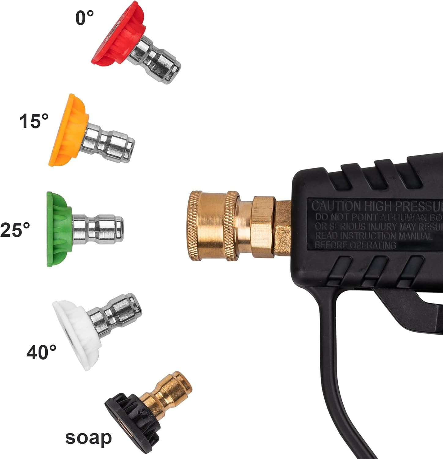 Pressure Washer Gun, Max 4000 PSI with 5 Colorful Nozzles, 1/4″ Quick Connect No