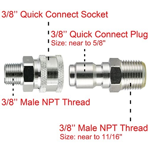 High Pressure Ball Valve Kit for Power Washer Hose, 3/8” A: Silver Ball Valve