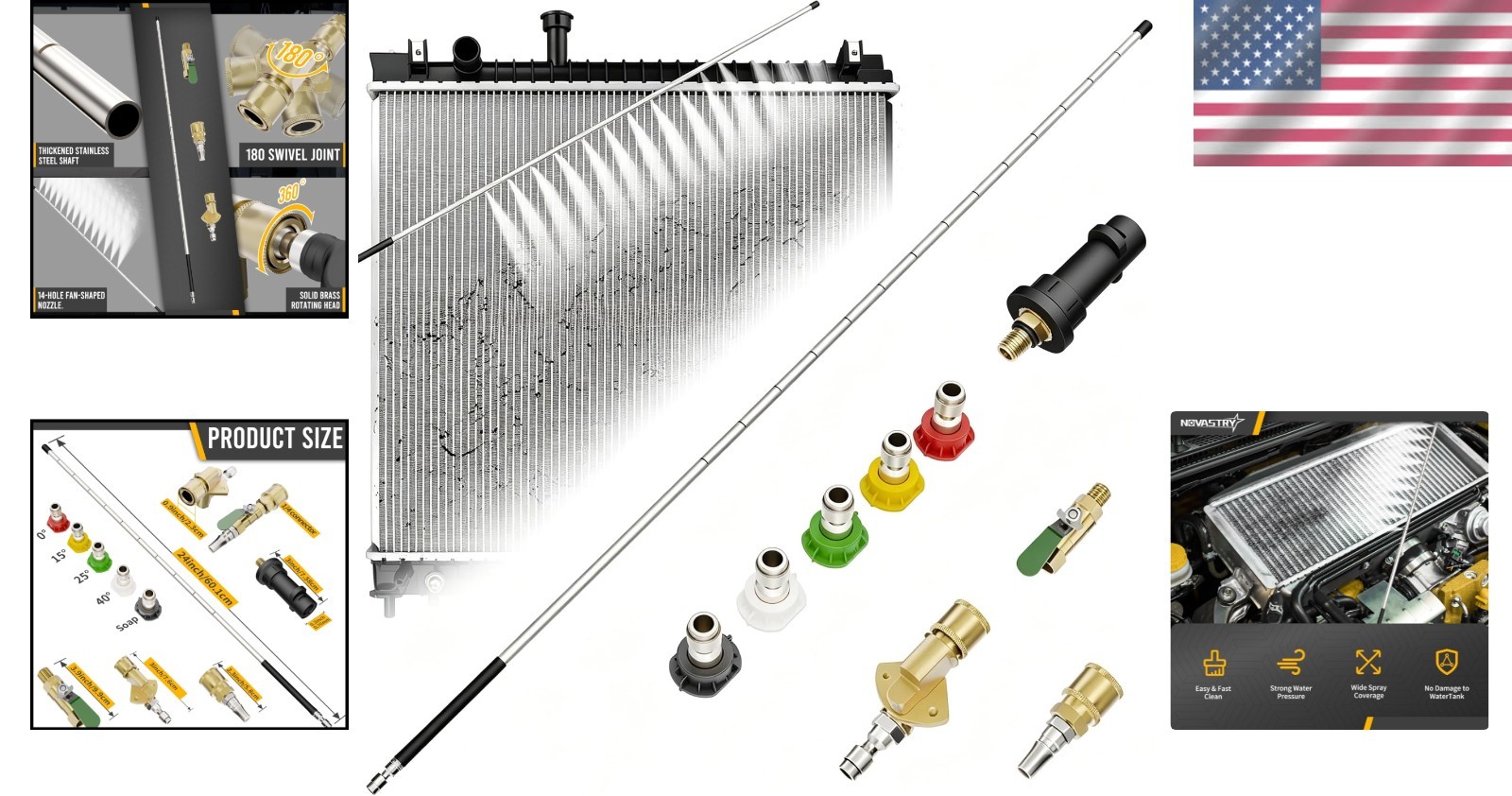 40″ Radiator Cleaning Wand, 14-Hole Fan Spray Nozzle