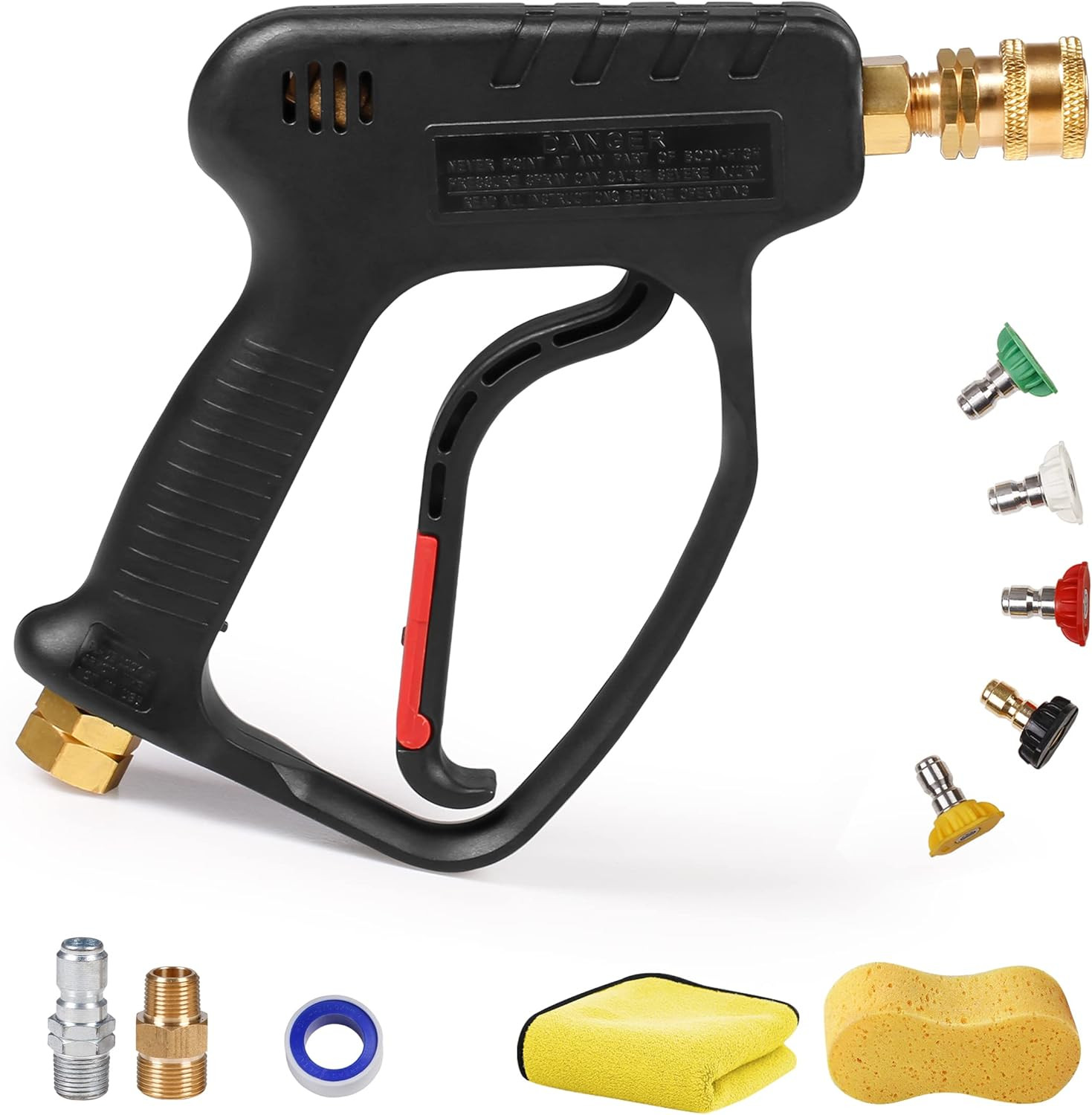 Hidrolavadora de alta presión con pistola corta, 5000 PSI, 10,5 GPM, industrial