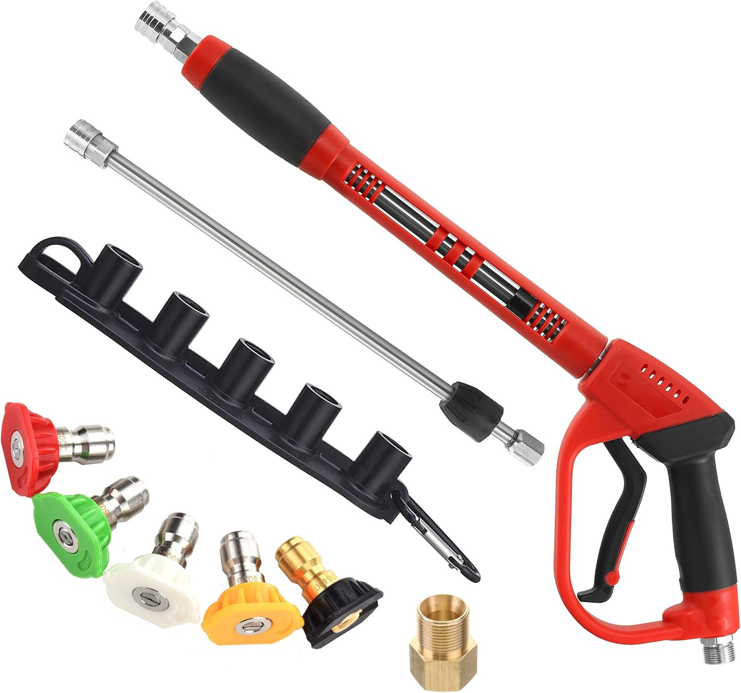 Deluxe Pressure Washer Gun, with Replacement Wand Extension, 5 Nozzle Tips, M…