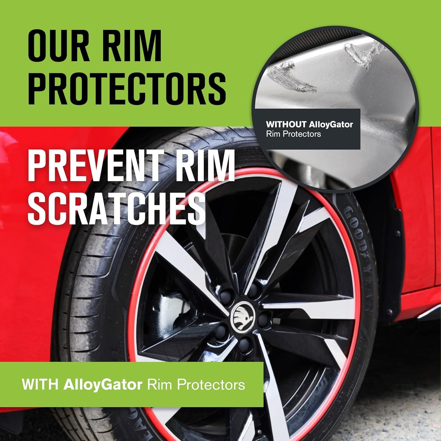 Red Rim Protector for Car Wheels Fits 12-24″ Wheel Diameter – Pack of 4 Allo…