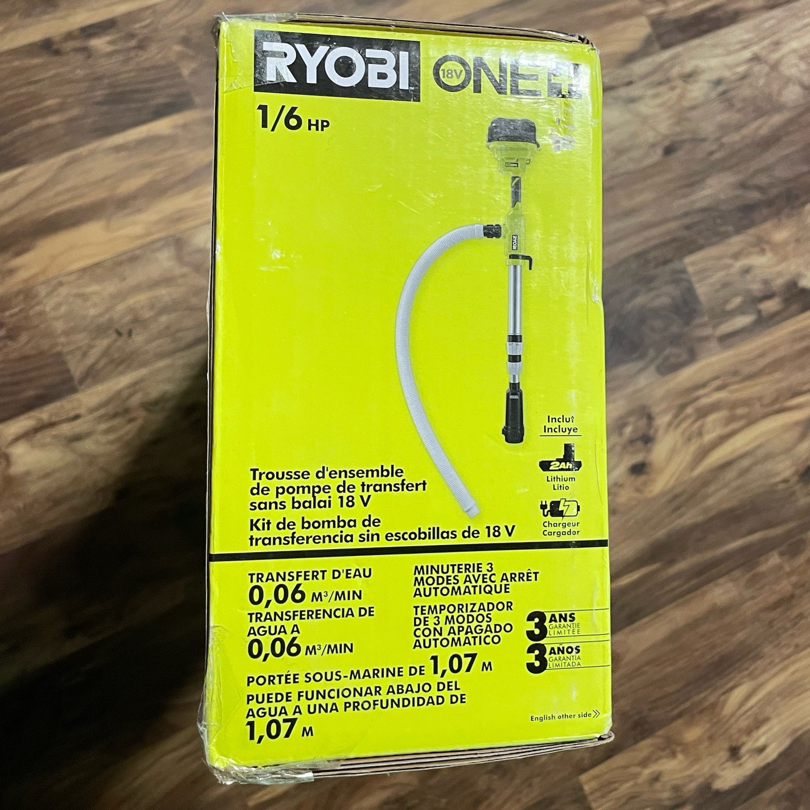 Ryobi ONE+ 18V Cordless 1/6 HP Telescoping Pole Pump 2.0 Ah Battery and Charger