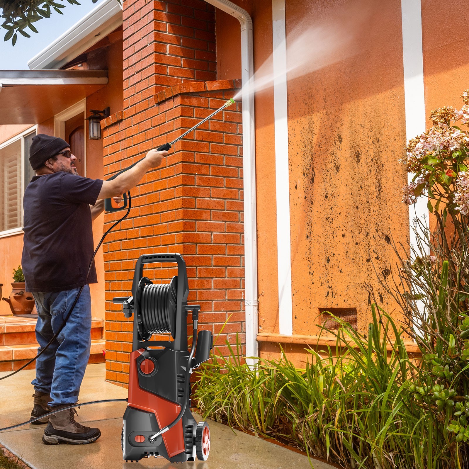 Pressure Washer 4200PSI 2.5GPM, Retractable Hose Reel, 4 Nozzle Tips, for Yard