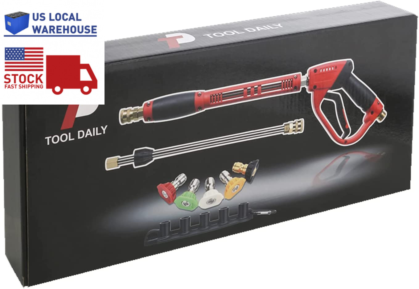 Deluxe Pressure Washer Gun with Wand Extension – 5000 PSI, 5 Nozzle Tips New