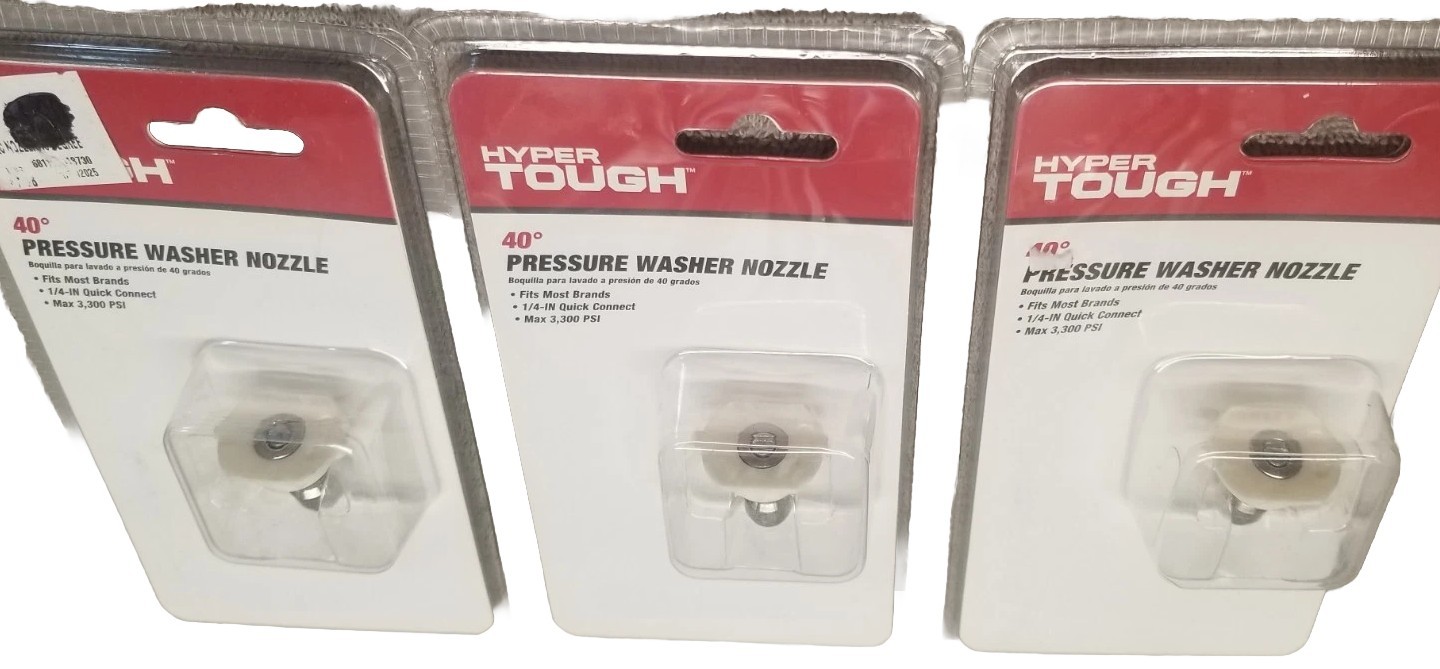 NEW Hyper Tough 40 Deg. Pressure Washer Nozzle, Fit Most Power Washers Lot of 3