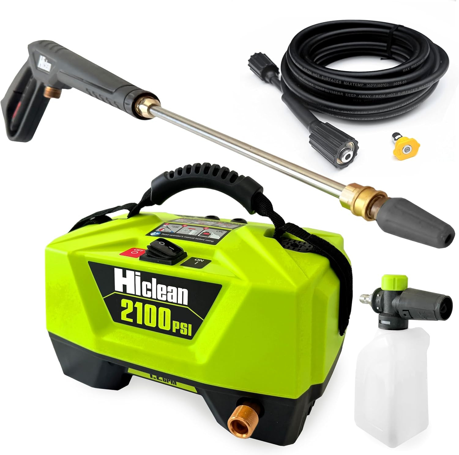 Hiclean Electric Pressure Washer 2100 PSI – Portable Power Washer for Car Detail