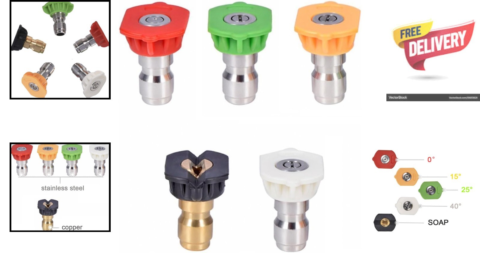 Versatile Nozzle Set for Pressure Washers – Multiple Degrees Included