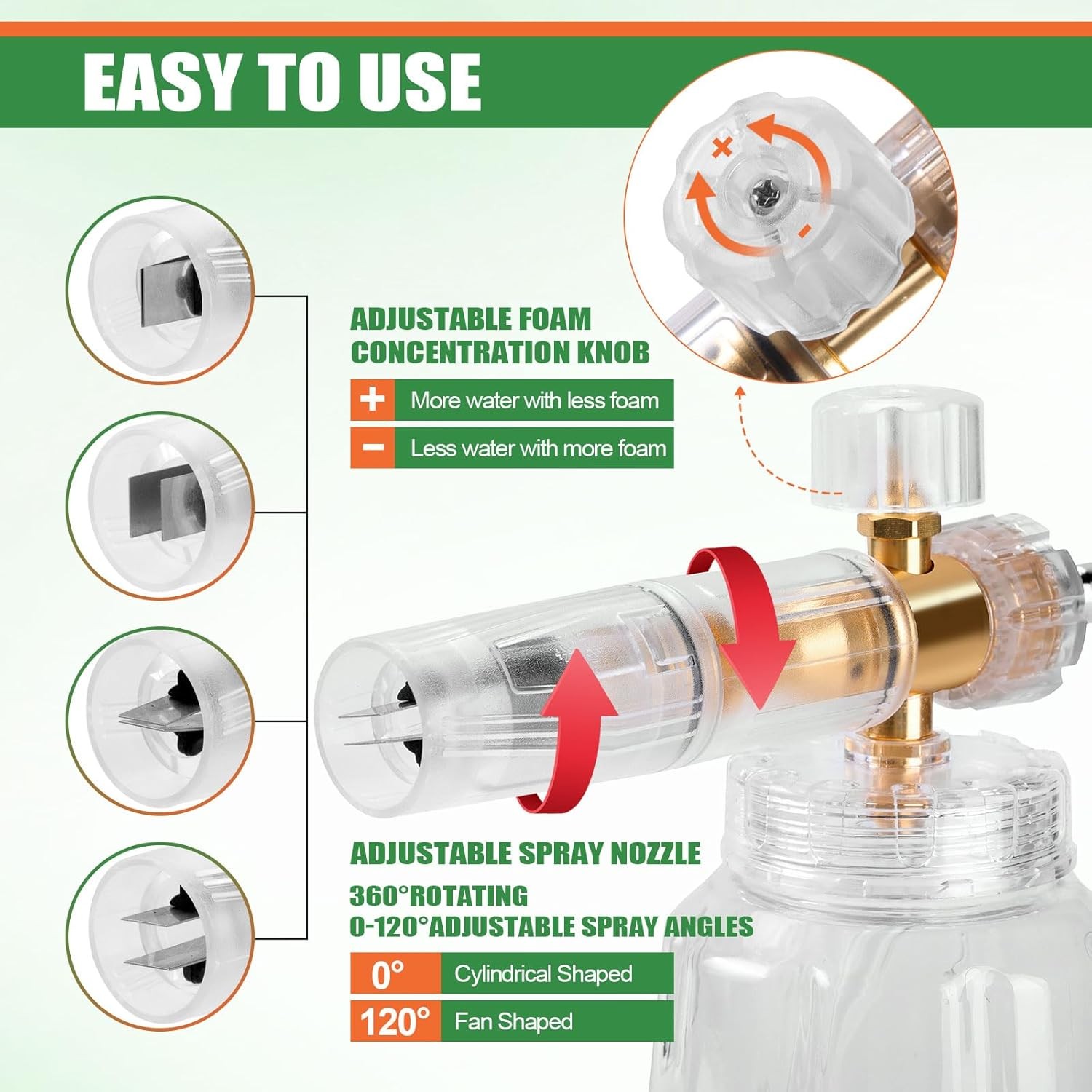 Fast Shipping Foam Cannon for Pressure Washer Snow Foam Lance 1/4″ + 5 Nozzles