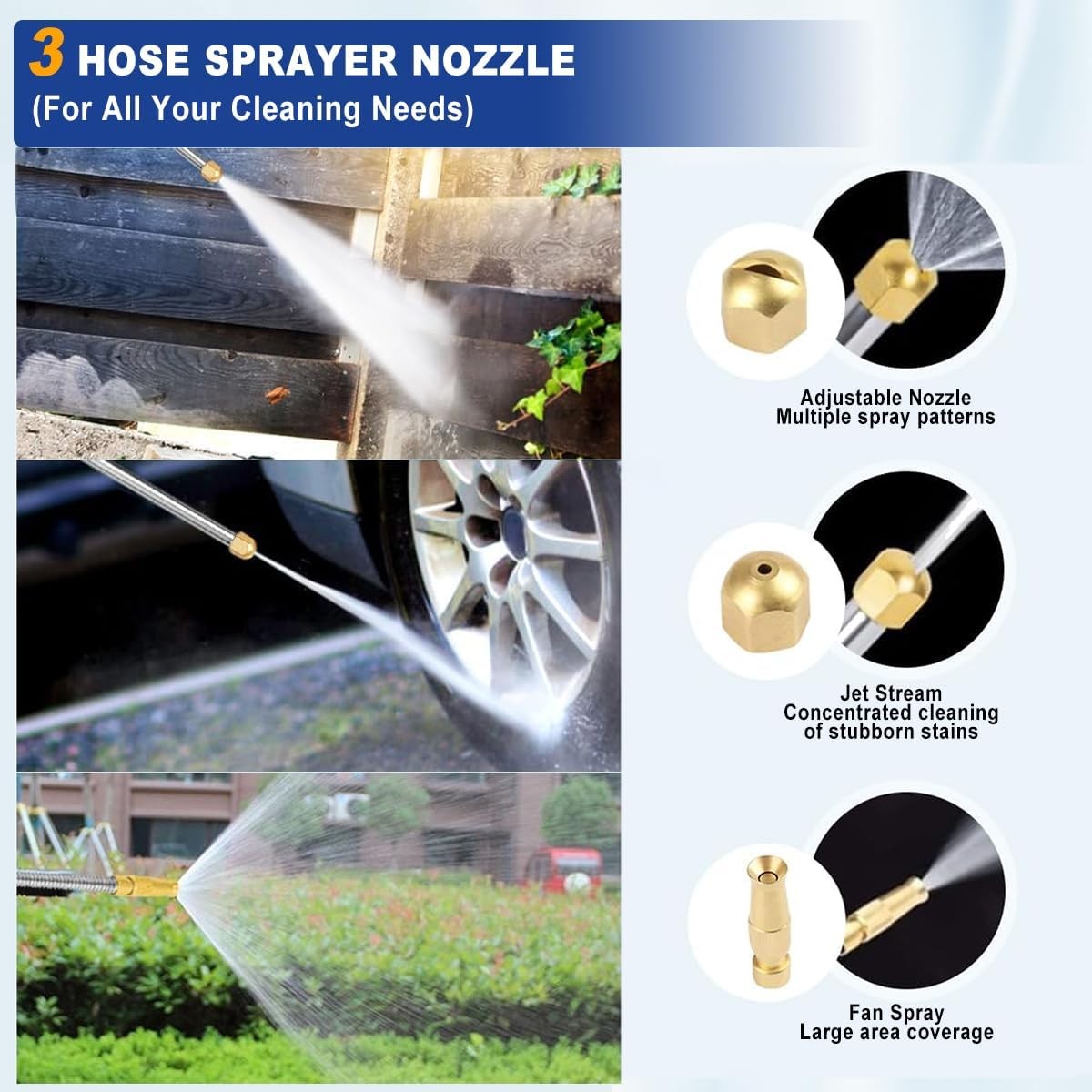 39″ High Pressure Power Washer Wand for Garden Hose, Flexible Jet Nozzle Sprayer