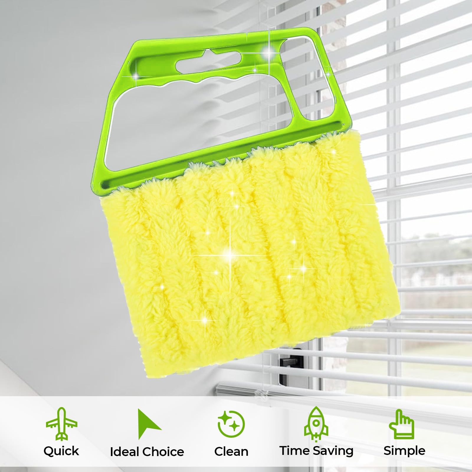 ZDSLASHES 2-Pack Microfiber Blind Cleaner Tools – 7-Finger Washable Green
