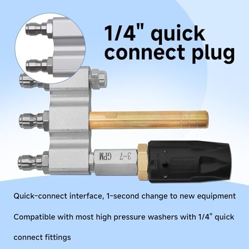 Adjustable M5 Twist Nozzle for Pressure Washer – 3-in-1 Long Range Tip, 1/4″ Qui