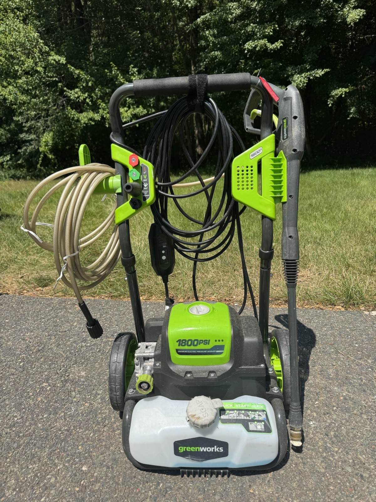 Greenworks 1800 PSI Corded Electric Cold Water Pressure Washer Wheeled Soap Tank