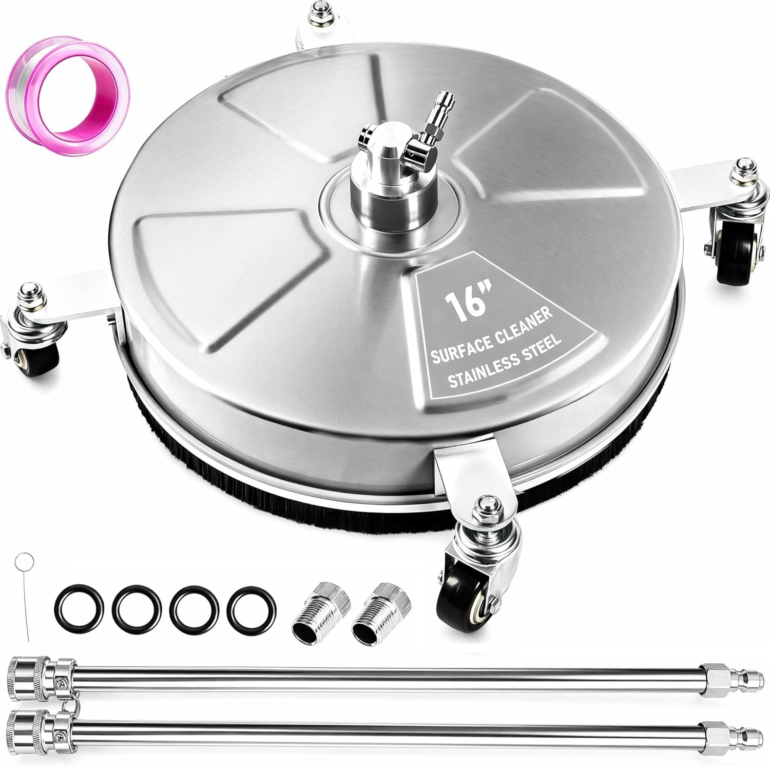 16″ Stainless Steel Pressure Washer Surface Cleaner with 4 Wheels, 4000 PSI