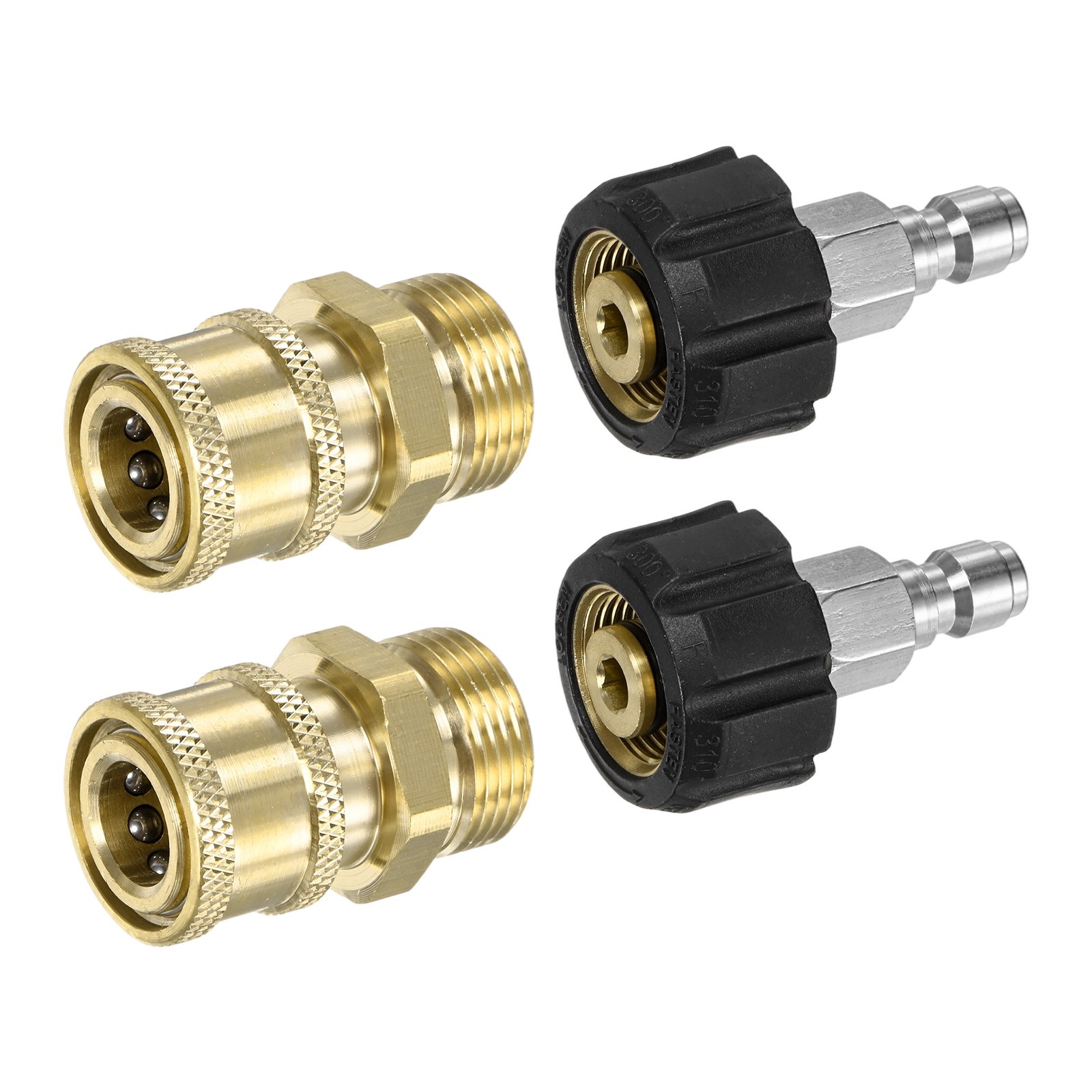 2-Set M22 14mm to 1/4 Inch Female & Male Pressure Washer Quick Connect Fittings