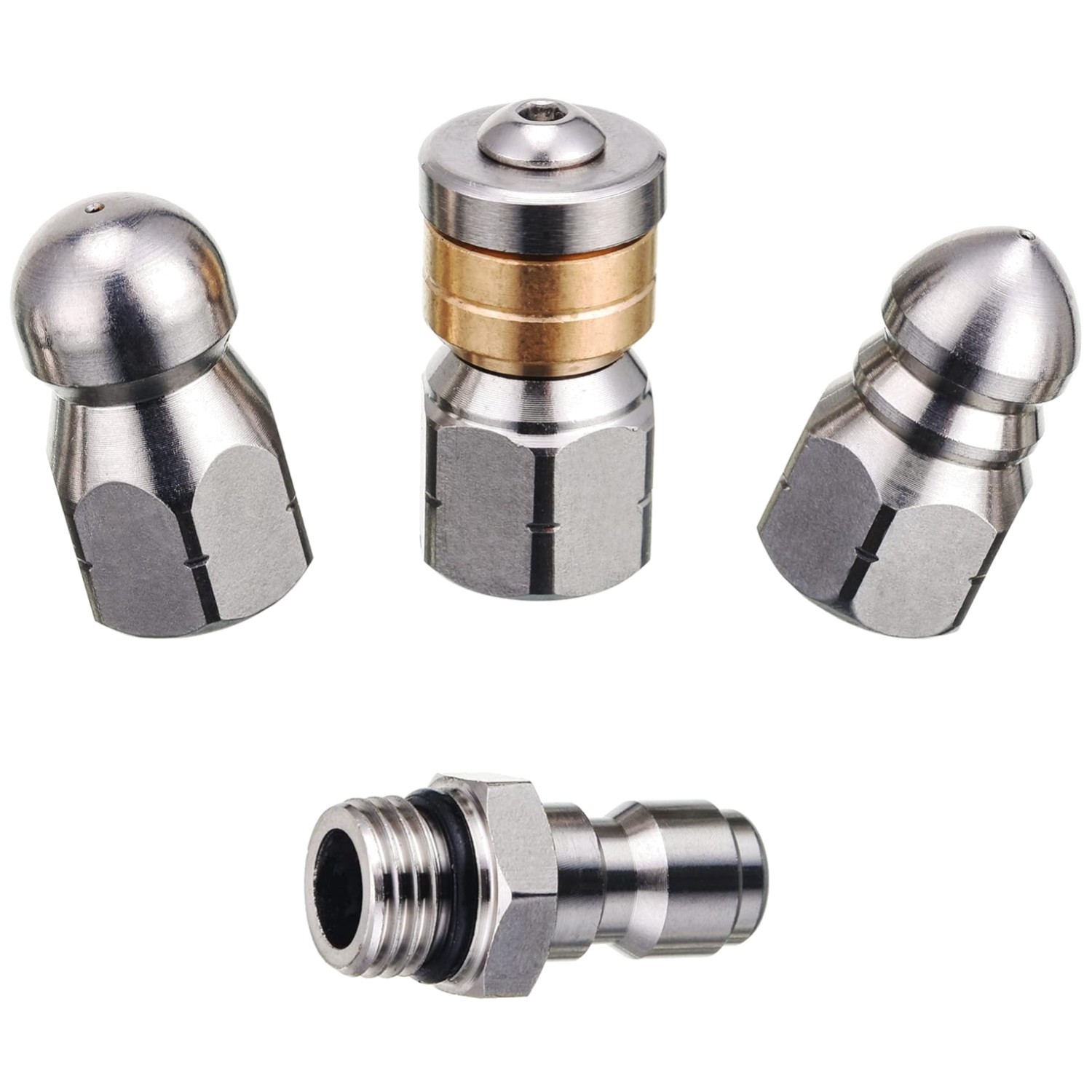 Versatile Sewer Jetter Nozzle Kit – Button, Rotating, and Hose Tips for 5000 PSI