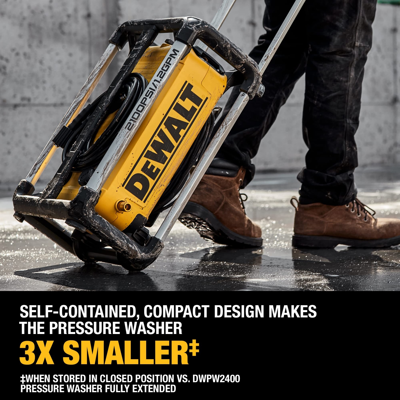 DEWALT Electric Pressure Washer, 2100 PSI, Jobsite Power Washer (DWPW2100) Yello