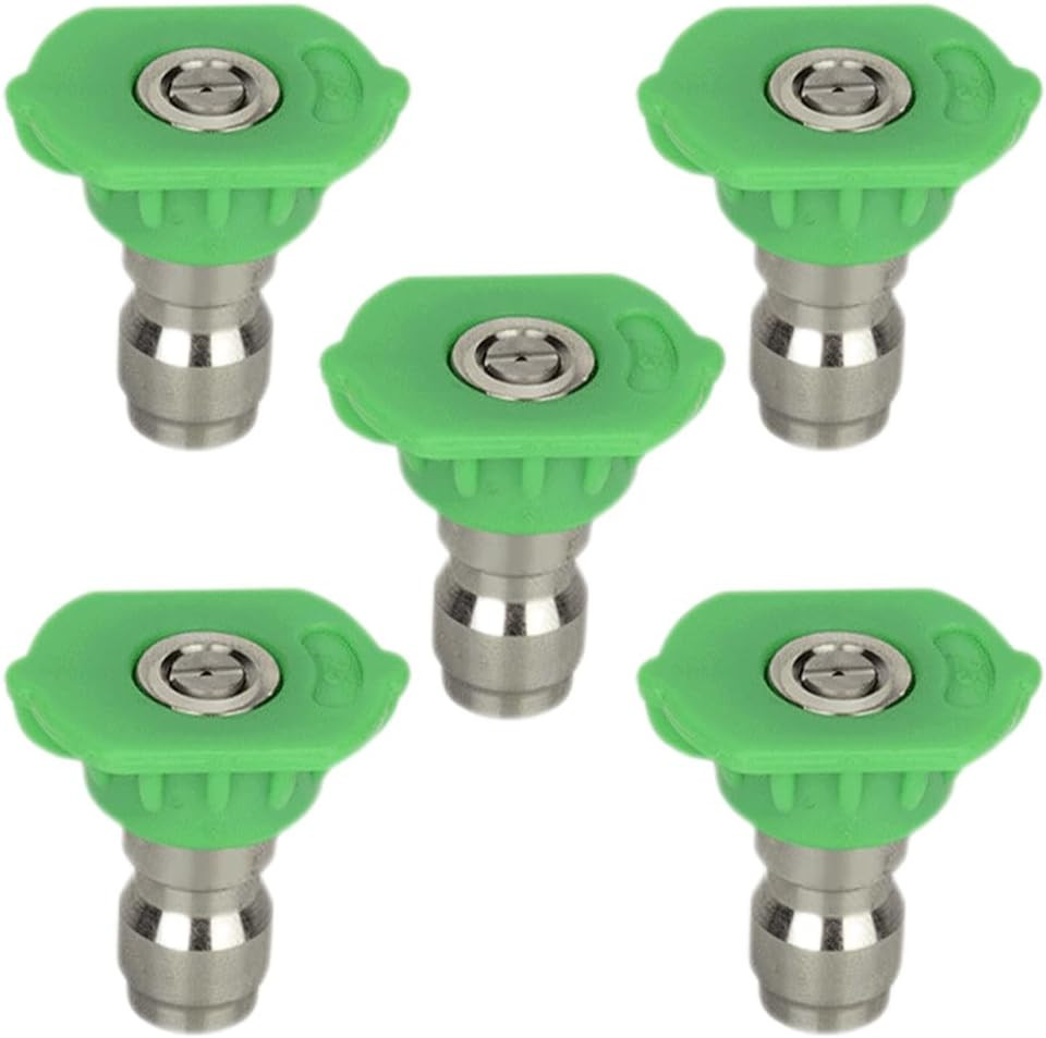 5-Pack 25-Degree Pressure Washer Spray Nozzle Tips 1/4″ Quick Connect Green