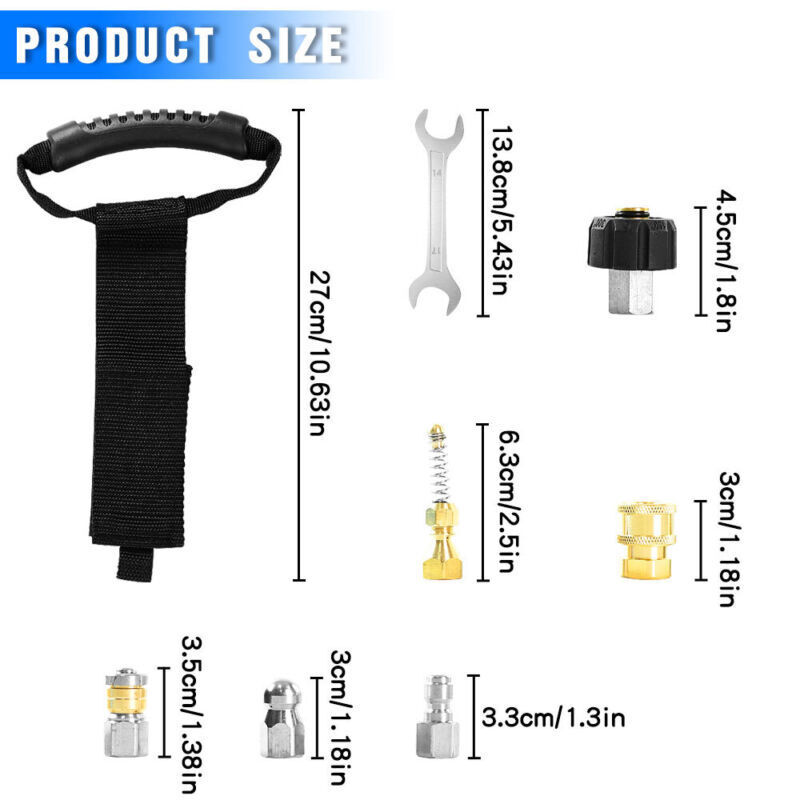 50FT 1/4″ M-NPT 5800PSI Drain Cleaner Hose Sewer Jetter Kit for Pressure Washer
